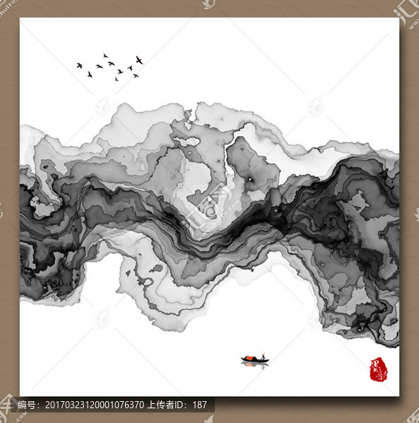 超現(xiàn)代煙霧水墨裝飾畫