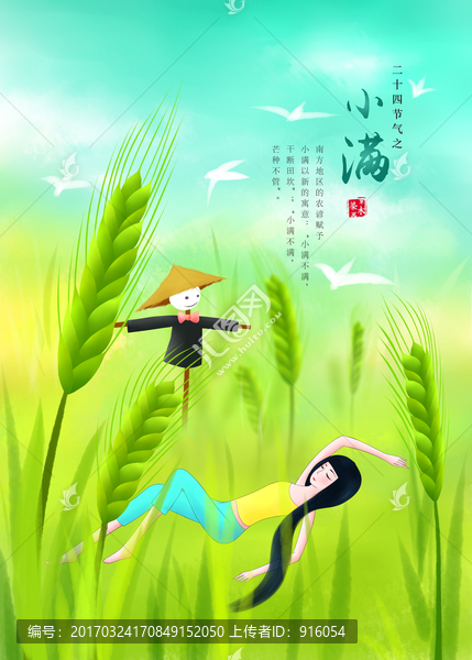 小滿,手繪麥穗