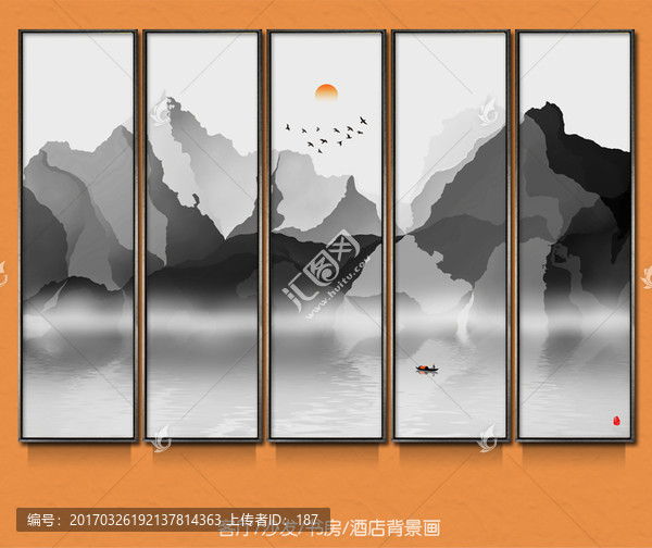 新中式抽象意境水墨畫,水墨掛畫