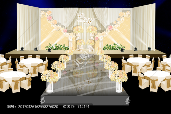 香檳色婚禮儀式區(qū)效果圖
