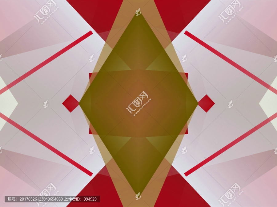 紅色立體幾何抽象拼接面電腦圖案