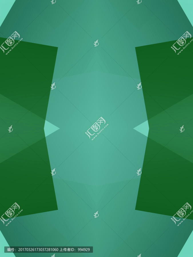 綠色幾何抽象拼接高清立體電腦畫