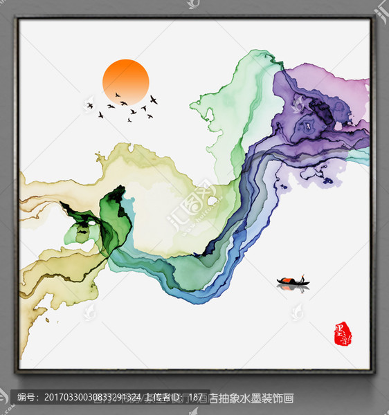 抽象意境水墨裝飾畫,禪意水墨