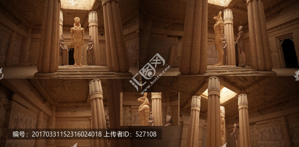 埃及遗迹荷鲁斯建筑场景模型