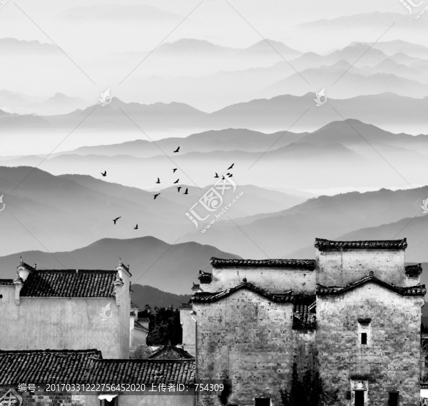 意境水墨山