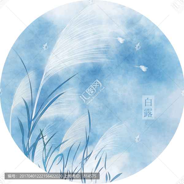 水墨芦苇,水墨白露节气