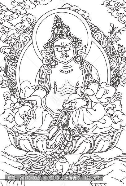 唐卡,黃財(cái)神,線稿