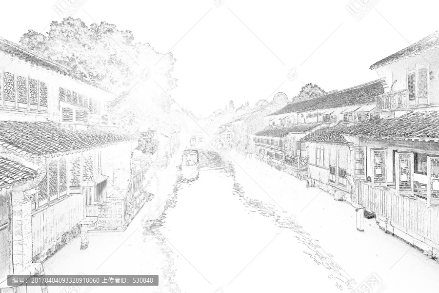 江南古鎮(zhèn)線描,合層