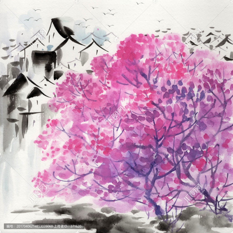 江南水鄉(xiāng)水彩畫素材