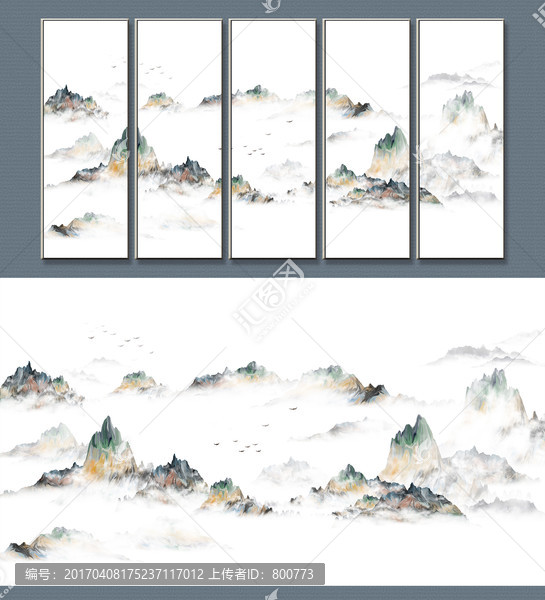 寫意抽象新中式山水裝飾畫