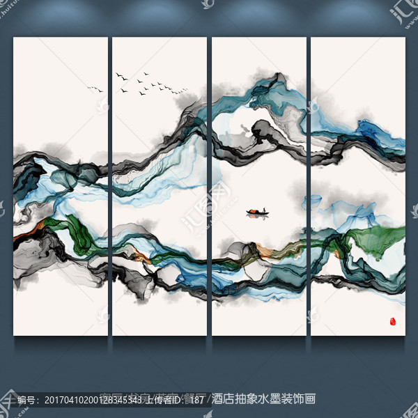 抽象意境水墨畫,新中式客廳水墨