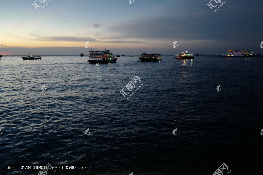 芭提雅,夜景,海边,港口,泰国