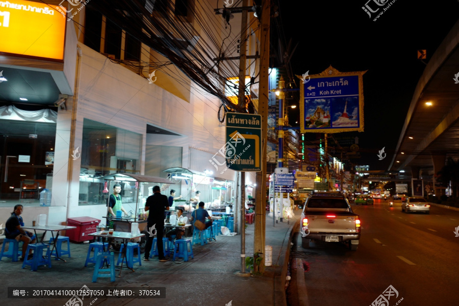 曼谷,夜景,街道,城市,社区