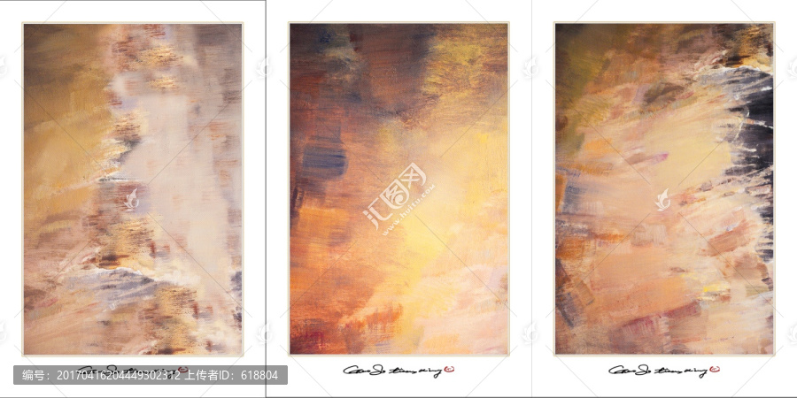 抽象油畫,畫廊手繪三聯(lián)組合裝畫