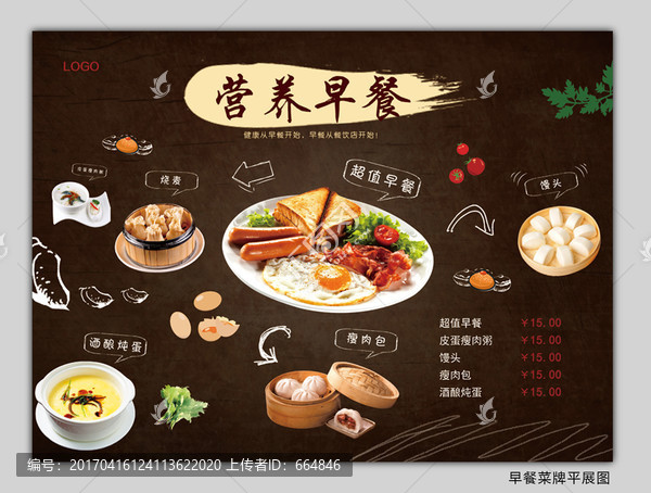 營養(yǎng)早餐牌創(chuàng)意早餐菜牌平展圖