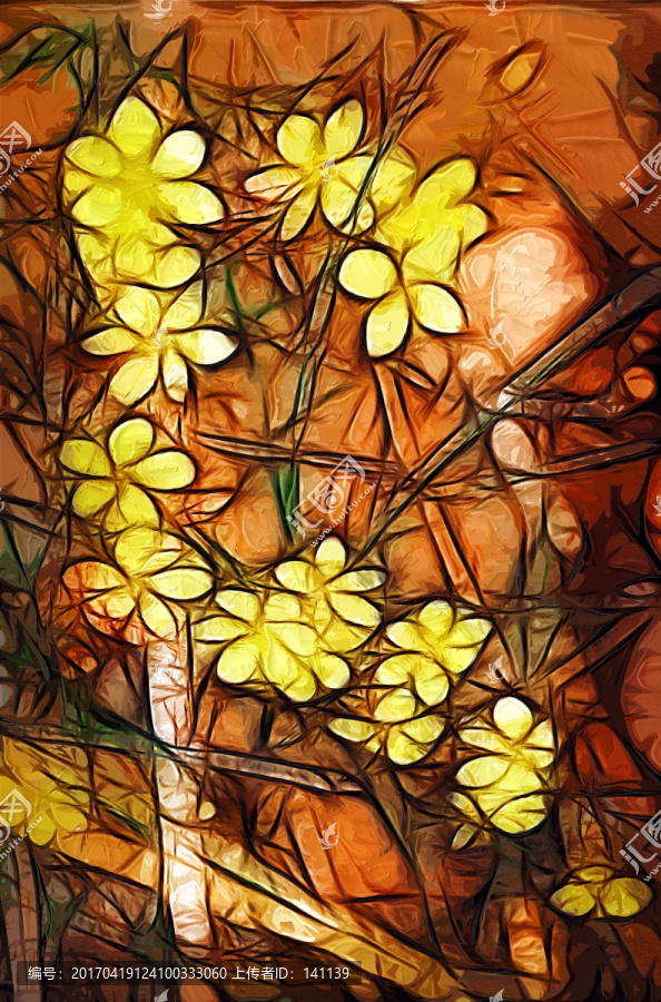 迎春花抽象畫