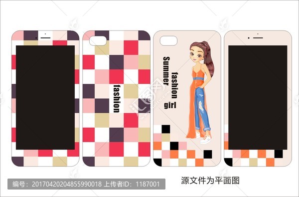 夏季美女手機(jī)殼平面圖