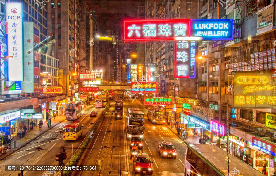 香港街道夜景