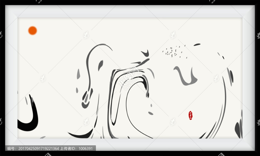 沙發(fā)背景水墨裝飾畫