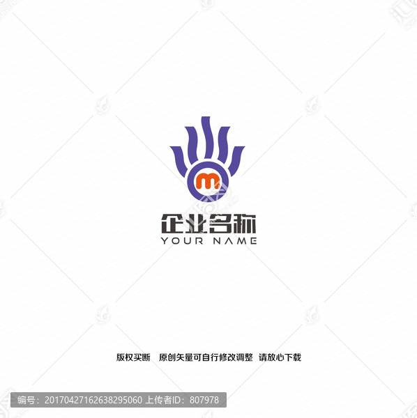 字母m美发logo