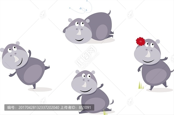 四個可愛的犀牛