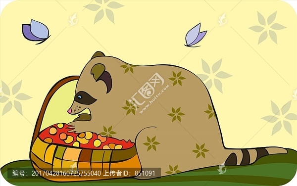 小浣熊摘漿果
