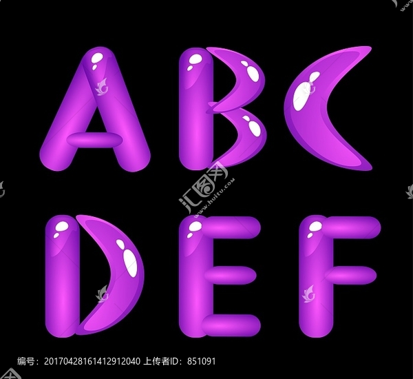 紫色闪亮字母