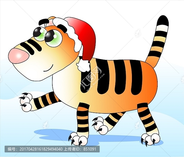 戴着圣诞帽的老虎