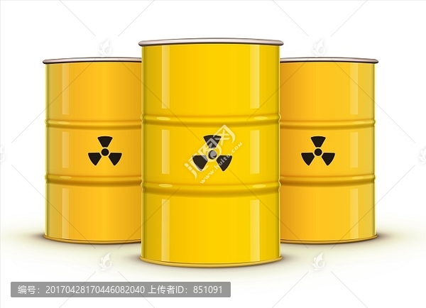 含核废料的黄色金属桶矢量图