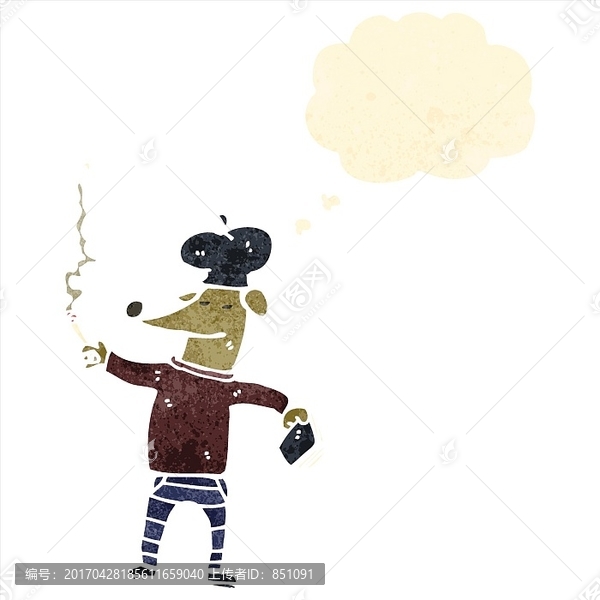 在吸煙的狗狗插畫(huà)圖