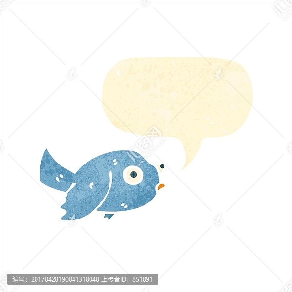 卡通動(dòng)物藍(lán)色的小鳥插畫