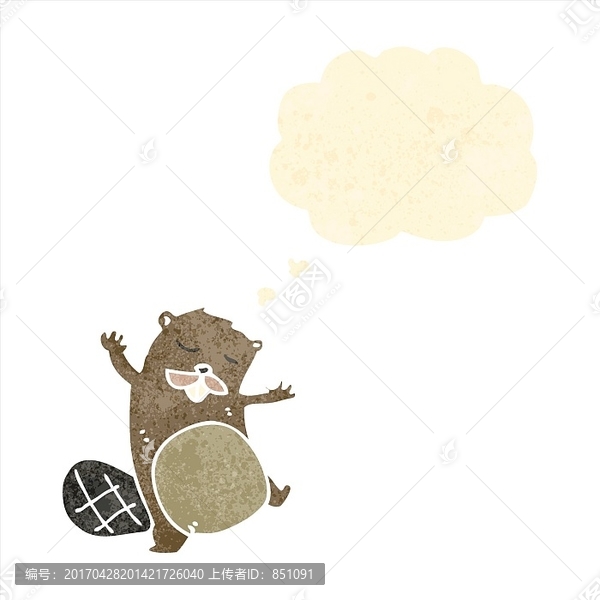 卡通海貍跳舞插畫