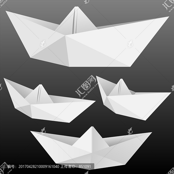 黑色折紙折紙船矢量收集