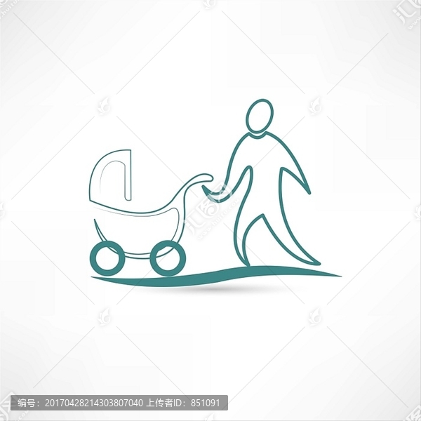 父親與嬰兒車圖標(biāo)