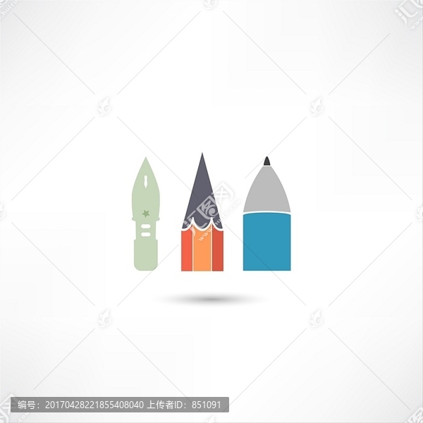 圓珠筆，鋼筆和鉛筆圖標(biāo)