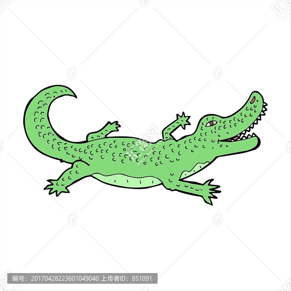 卡通動(dòng)物鱷魚插畫