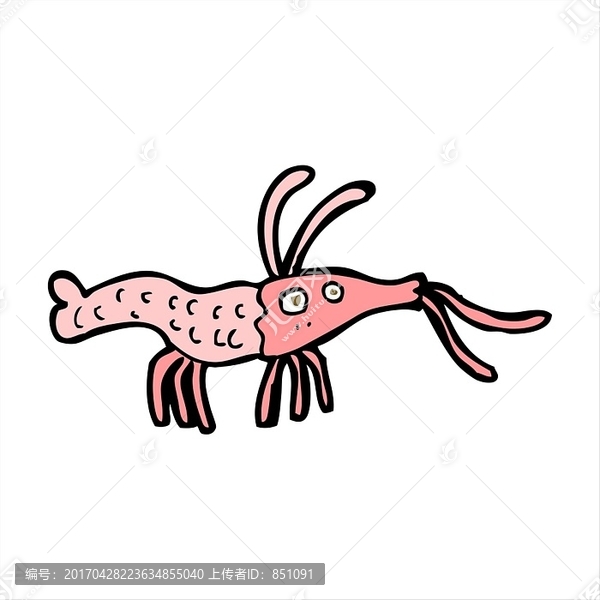 卡通動(dòng)物蝦插畫