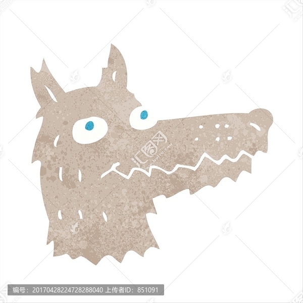 卡通動物狼頭圖像插畫