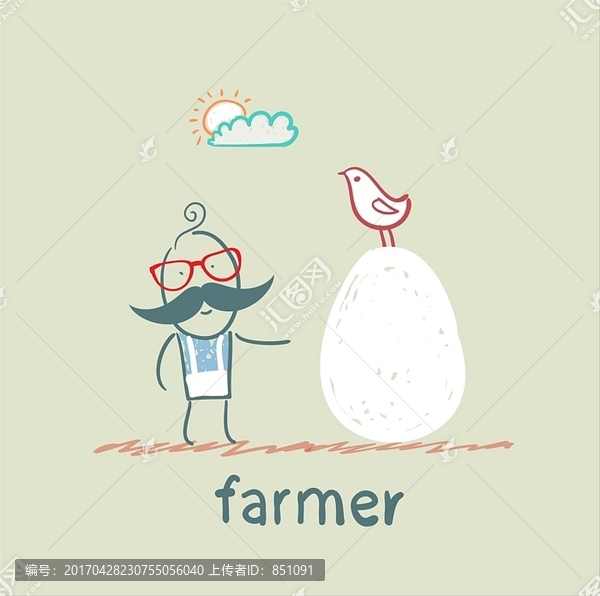 站在鸡蛋身旁的农民