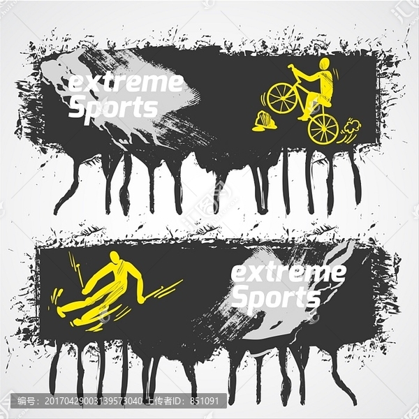 滑雪和騎自行車矢量插圖