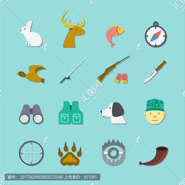 一套狩獵動物矢量圖