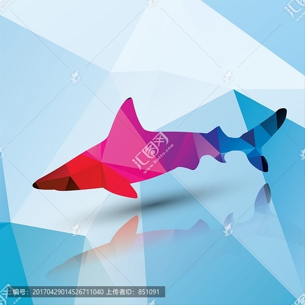 几何多边形鲨鱼图案设计