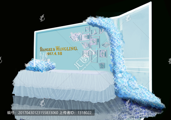 蒂芙尼藍(lán)婚禮簽到區(qū)手繪效果圖