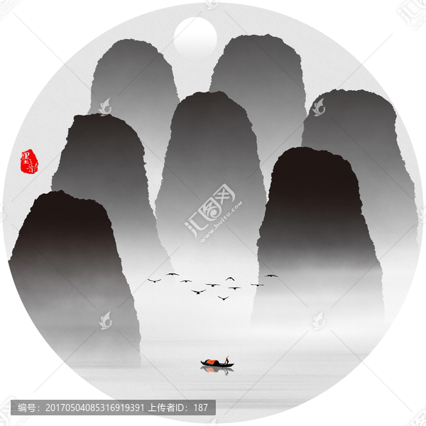禪境水墨畫(huà),新中式意境山峰