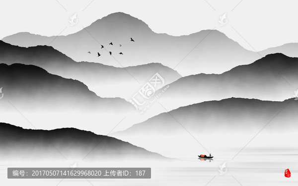水墨壁畫,水墨裝飾畫