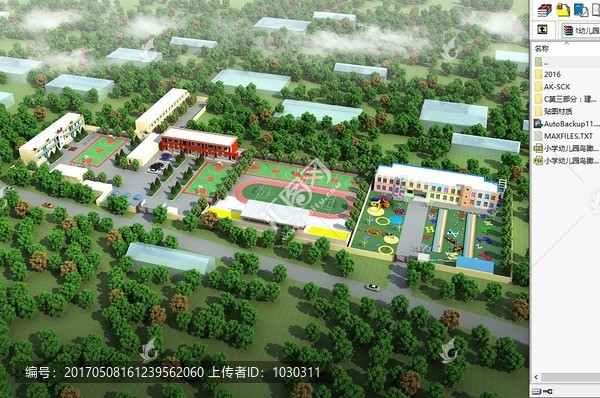 小學(xué)幼兒園鳥瞰圖學(xué)校設(shè)計