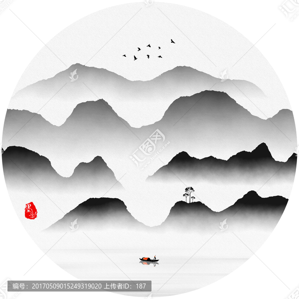 水墨山水,意境水墨裝飾畫