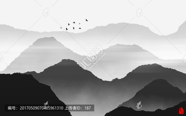 意境水墨山水,水墨山川