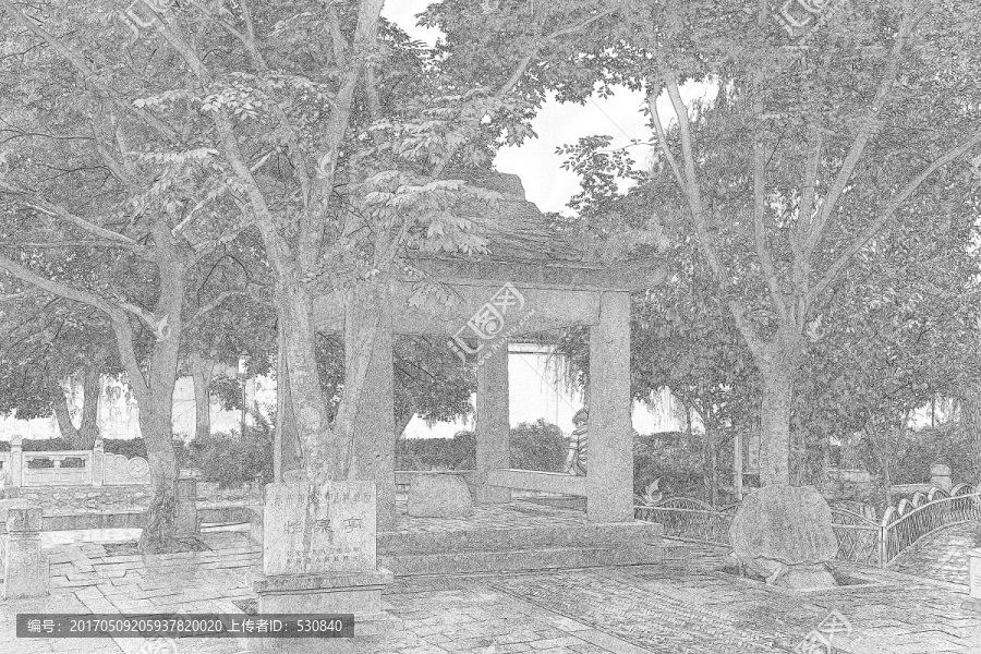 江南古鎮(zhèn)線描,合層