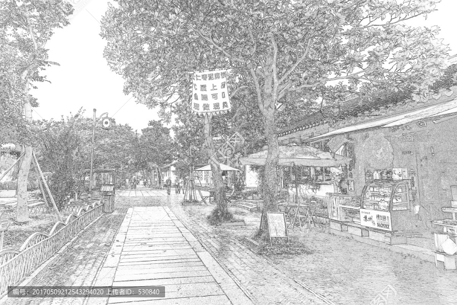 江南古鎮(zhèn)線描,合層